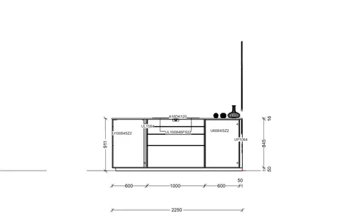 Einbauküche SGM Polymerglas Titanio + FMA Onyxschwarz matt